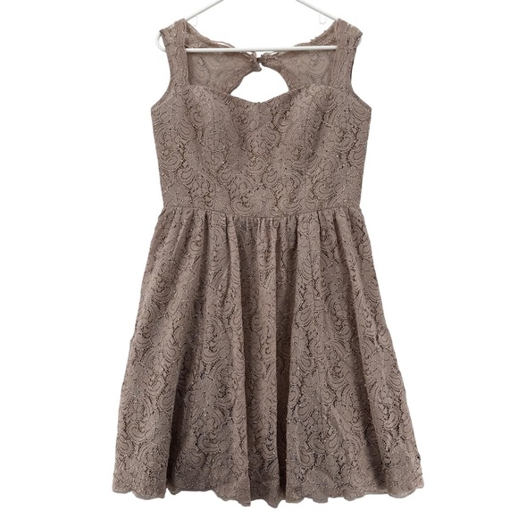 Watters & Watters Dress Womens 14 Taupe Lace Bridesmaid Party Made in USA 52238 - Picture 1 of 7